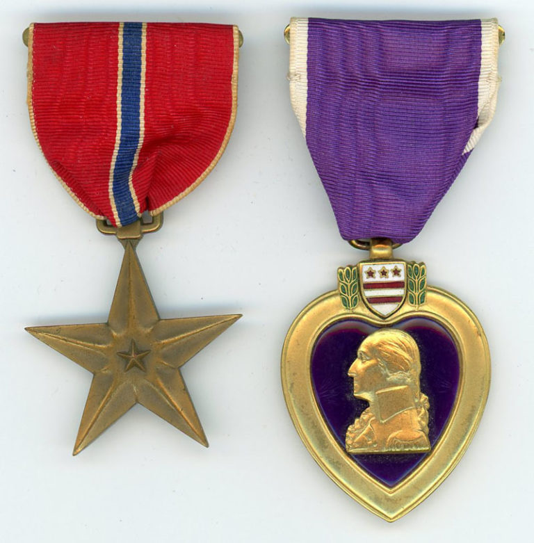 Bronze Star/Purple Heart attributed to PFC Ralph E. Lanum, 120th Inf